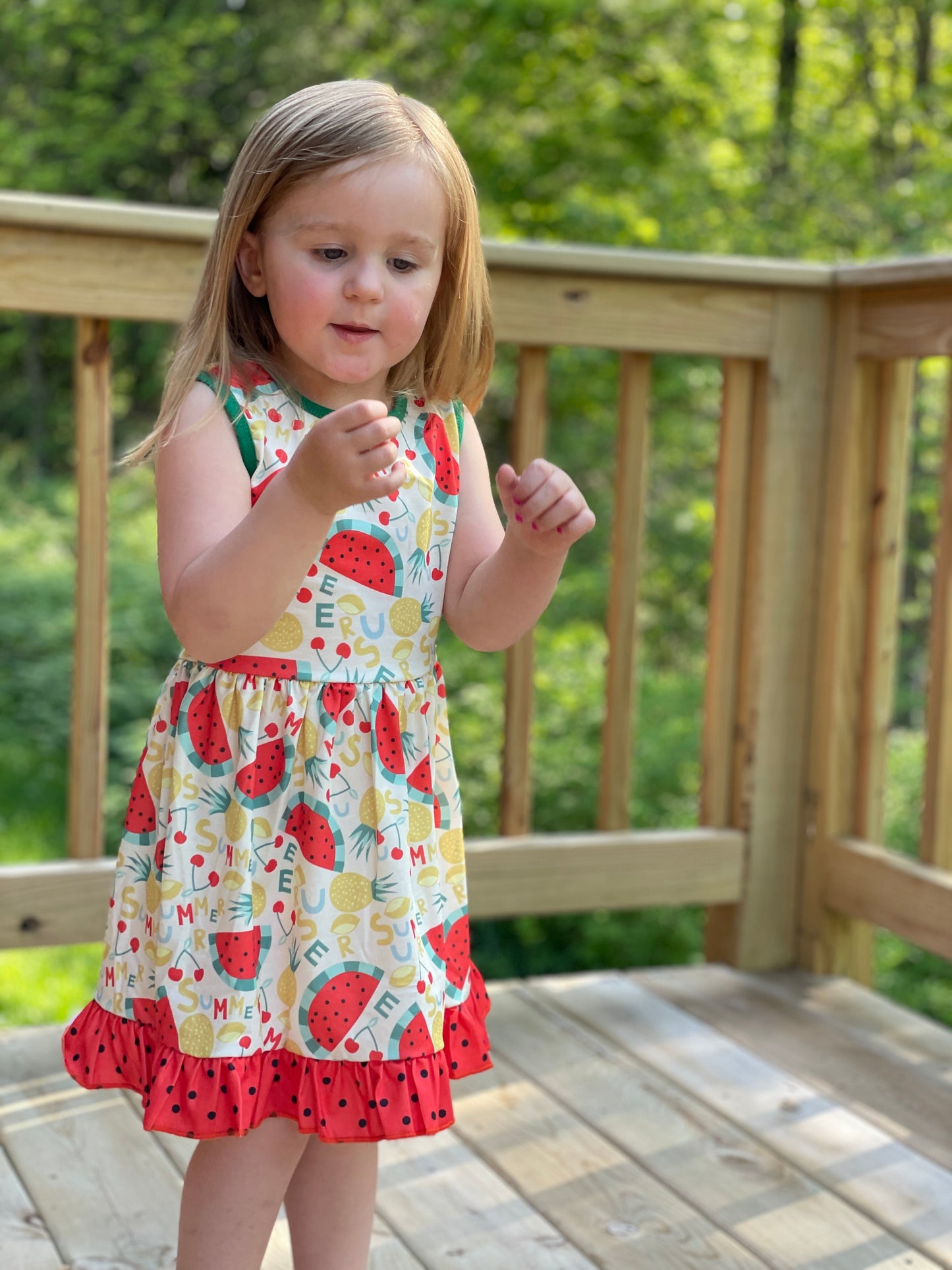 Watermelon Print Sleeveless Dress
