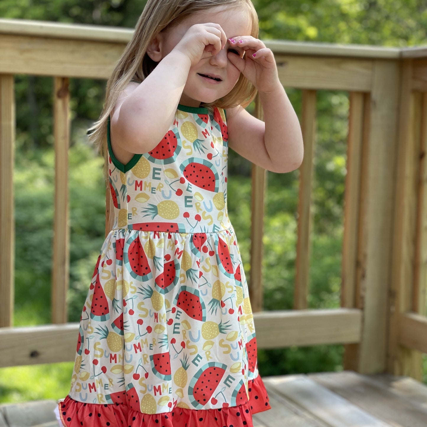 Watermelon Print Sleeveless Dress