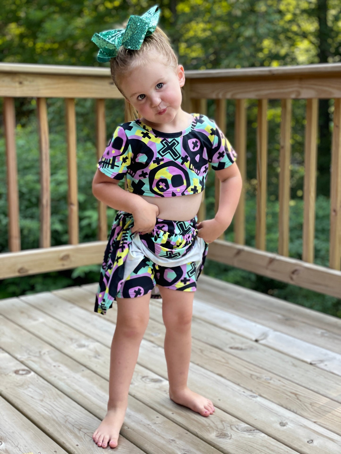 Crop and Skort Set - Skull & Cross