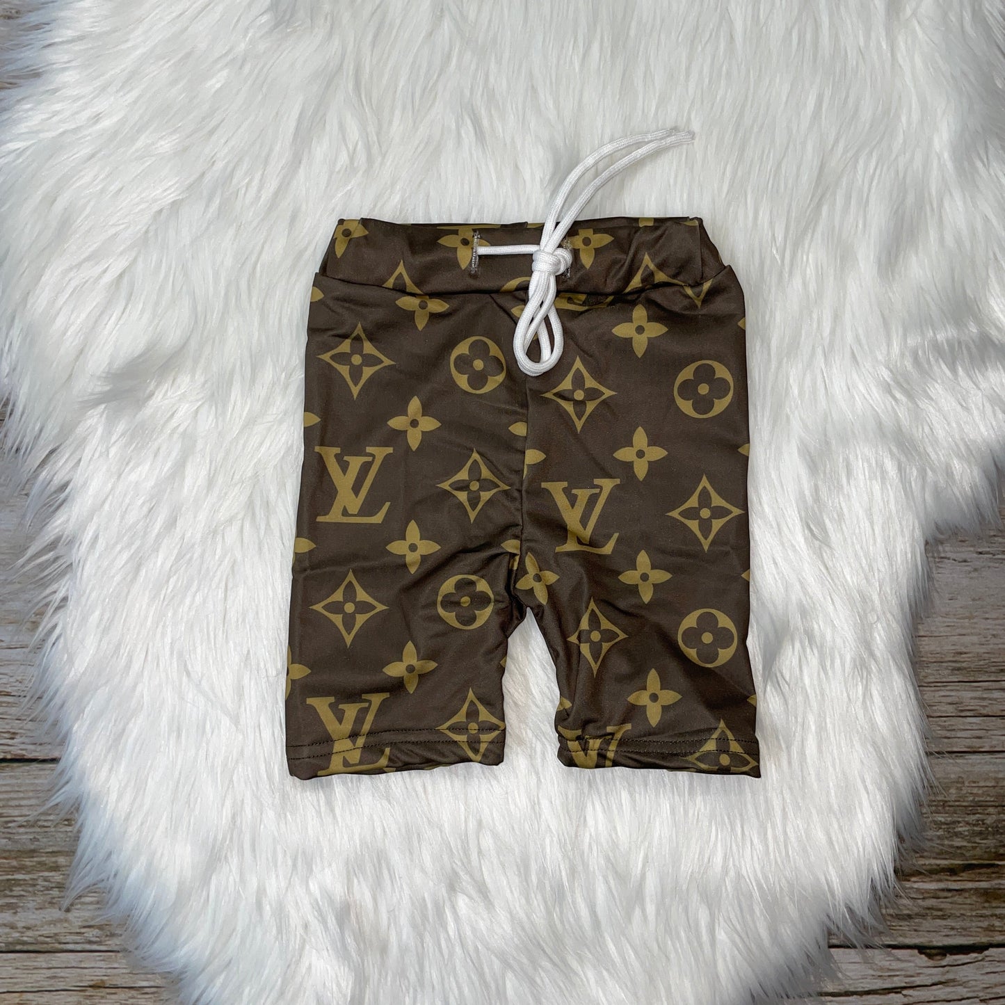 Brown Pattern Swim Shorts