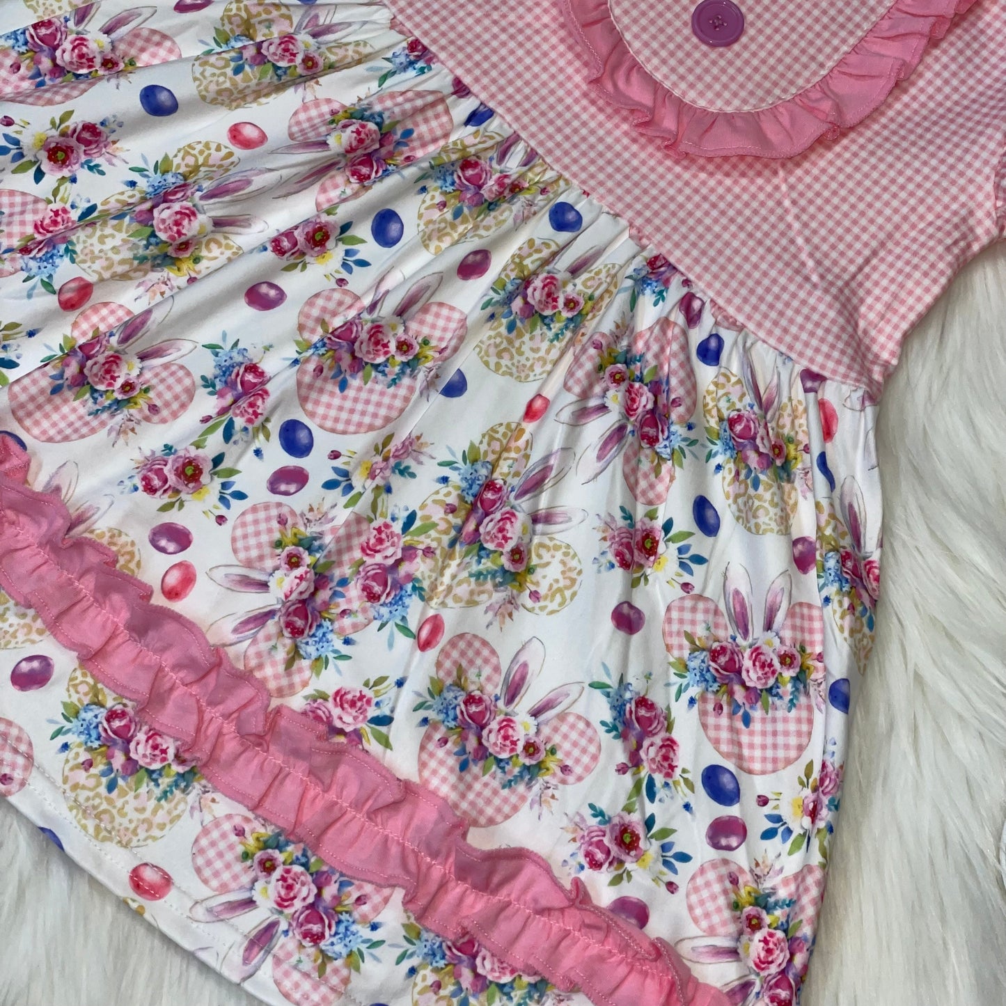 Easter Mouse Ruffle Bib Short Sleeve Dress