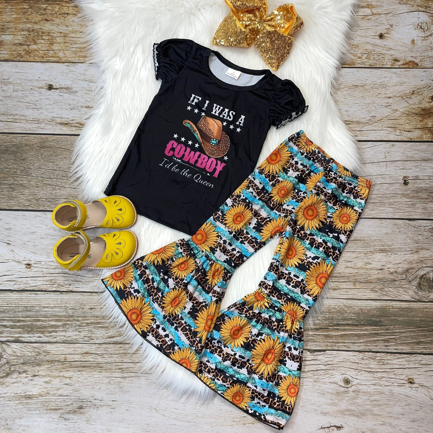 Western Sunflower If I Was a Cowboy Bells Set